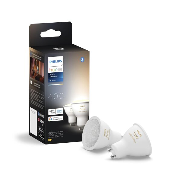 Philips Hue White ambiance - LED-Spot-Glühbirne - GU10 - 4.2 W - Klasse E - warmweißes bis kaltweiß